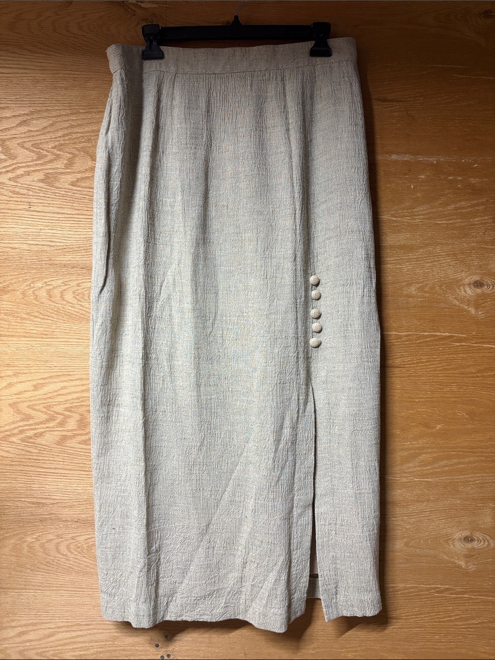City Girl Vintage Classic Cream Maxi Skirt with Side Button Detail
